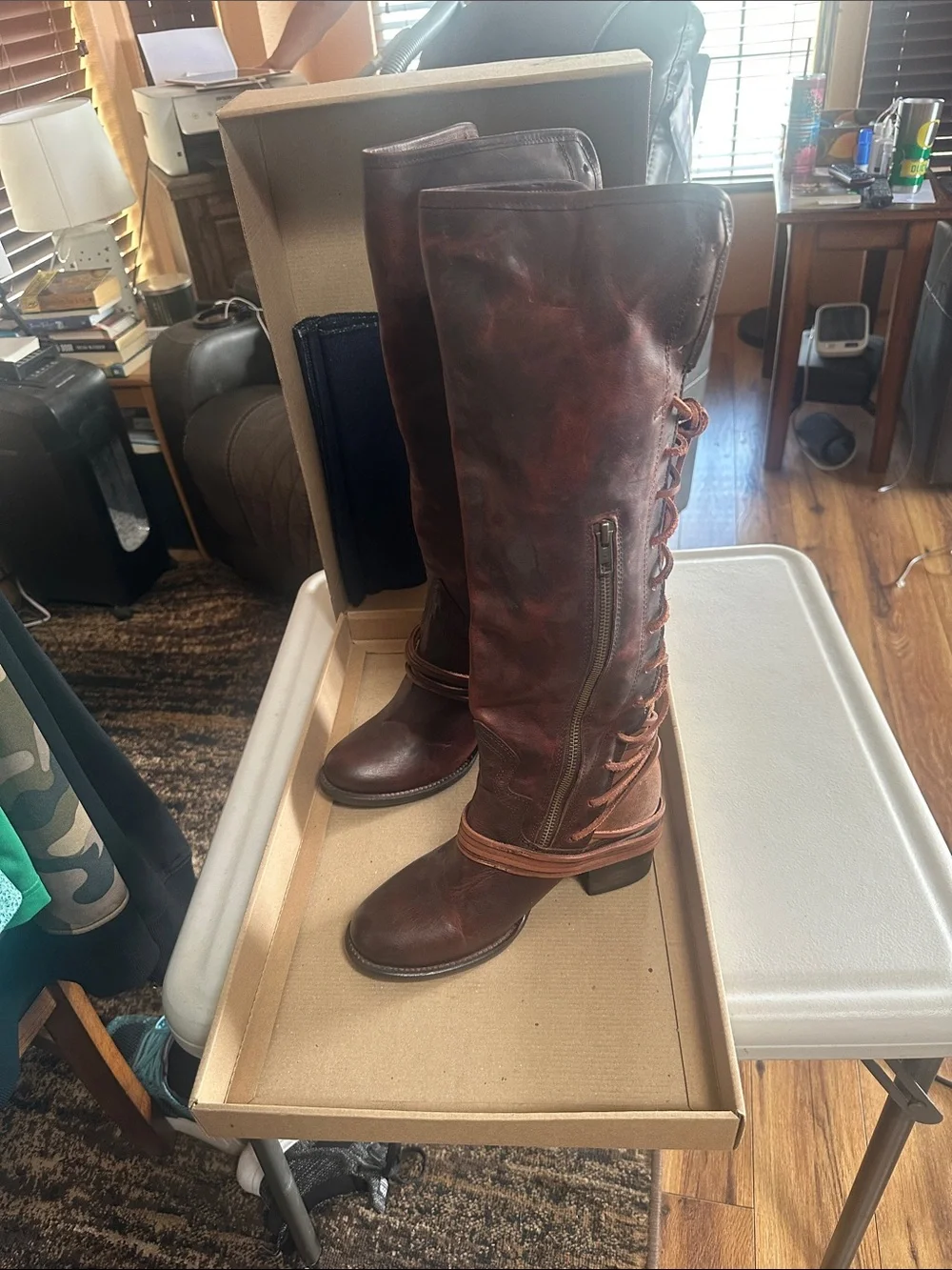 Freebird Boots Women’s Tall Lace-Up Leather Boots in Brown